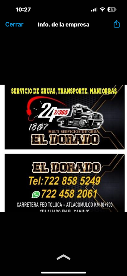 Negocio Gruas El Dorado Auxilio Vial Arrastre Toluca Metepec